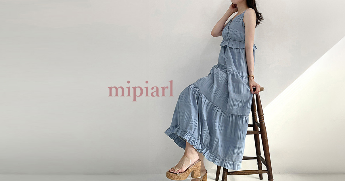 016】フロントリボンラッフルキャミワンピース | mipiarl